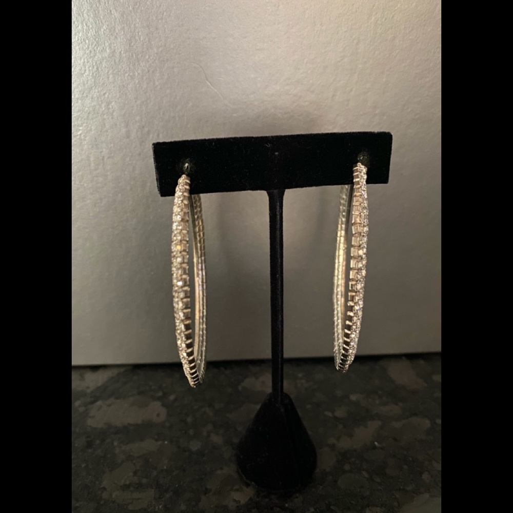 Large Sparkly 3” Crystal Hoops